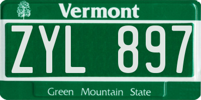 VT license plate ZYL897