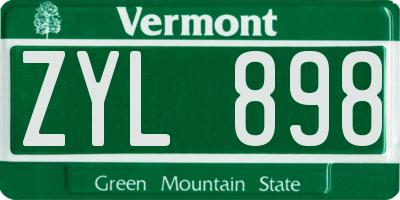 VT license plate ZYL898