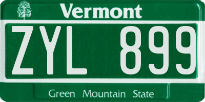 VT license plate ZYL899