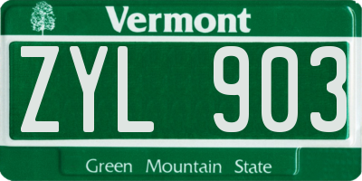 VT license plate ZYL903