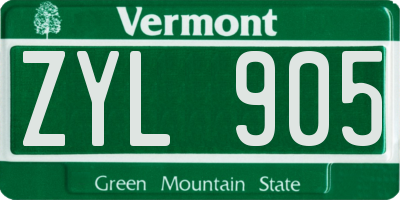 VT license plate ZYL905