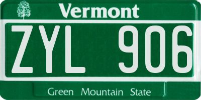 VT license plate ZYL906