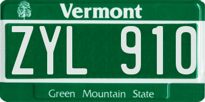 VT license plate ZYL910