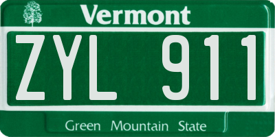 VT license plate ZYL911