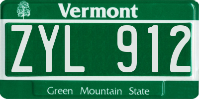 VT license plate ZYL912