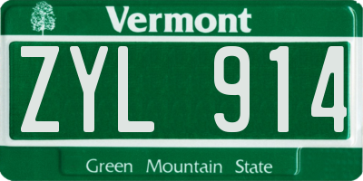 VT license plate ZYL914