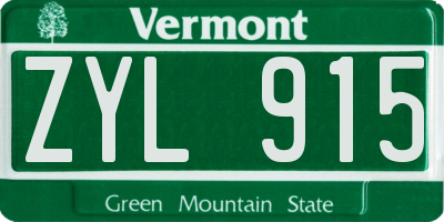 VT license plate ZYL915
