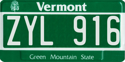 VT license plate ZYL916