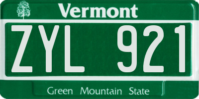 VT license plate ZYL921