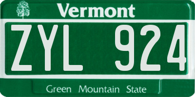 VT license plate ZYL924