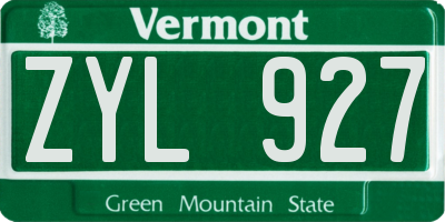 VT license plate ZYL927