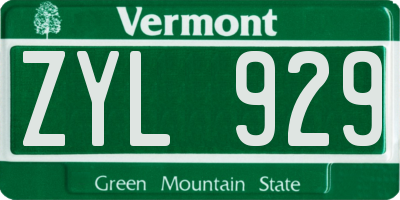 VT license plate ZYL929