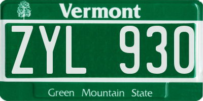 VT license plate ZYL930