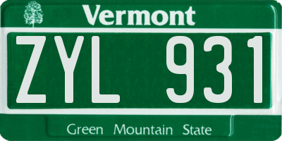 VT license plate ZYL931