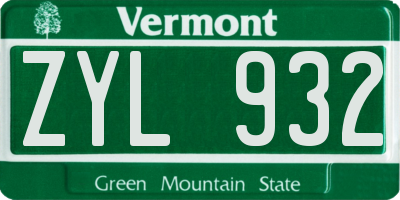 VT license plate ZYL932