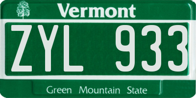 VT license plate ZYL933