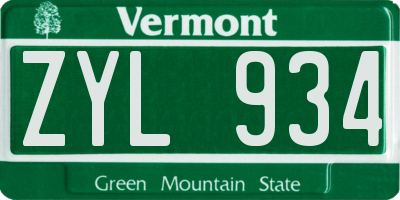 VT license plate ZYL934