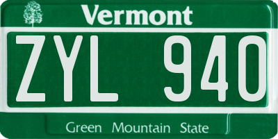 VT license plate ZYL940