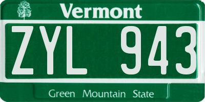 VT license plate ZYL943