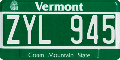 VT license plate ZYL945