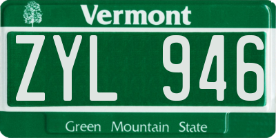 VT license plate ZYL946