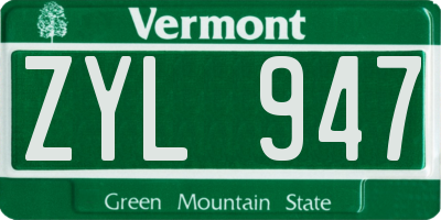 VT license plate ZYL947
