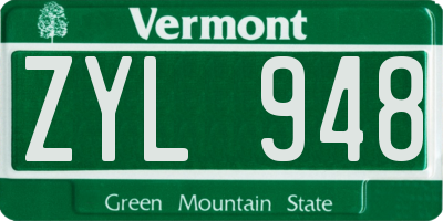 VT license plate ZYL948