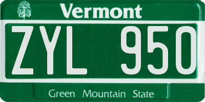 VT license plate ZYL950
