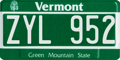 VT license plate ZYL952
