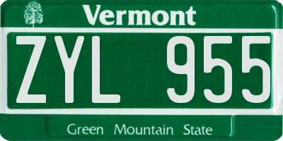 VT license plate ZYL955