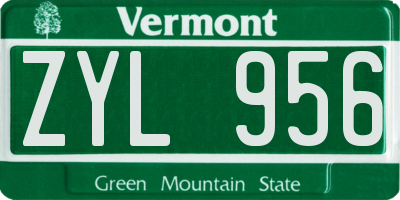 VT license plate ZYL956