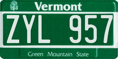 VT license plate ZYL957