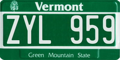 VT license plate ZYL959