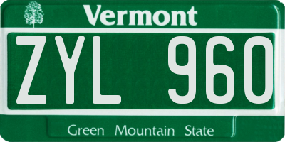 VT license plate ZYL960