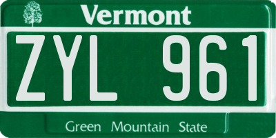 VT license plate ZYL961