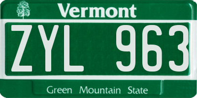 VT license plate ZYL963