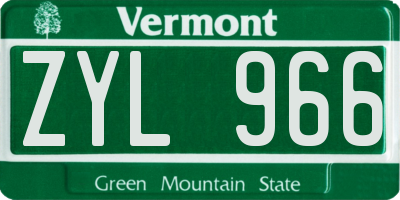 VT license plate ZYL966