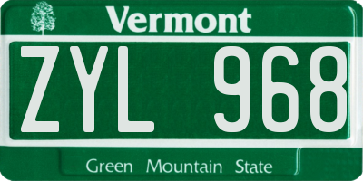 VT license plate ZYL968