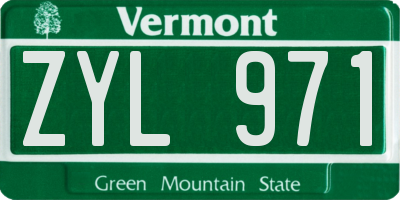 VT license plate ZYL971