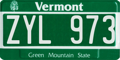 VT license plate ZYL973