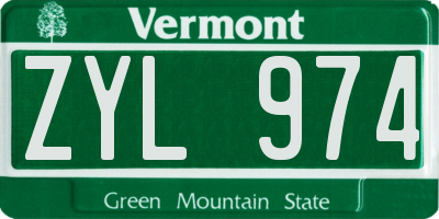 VT license plate ZYL974