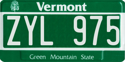 VT license plate ZYL975