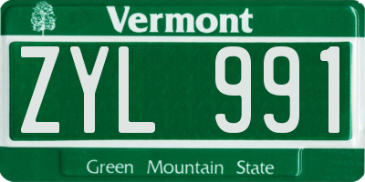 VT license plate ZYL991