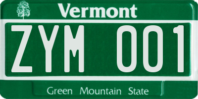 VT license plate ZYM001