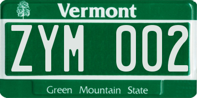VT license plate ZYM002