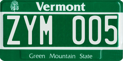 VT license plate ZYM005