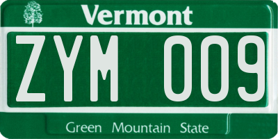 VT license plate ZYM009