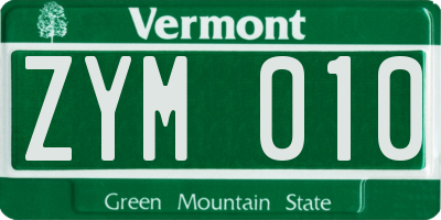 VT license plate ZYM010
