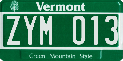 VT license plate ZYM013