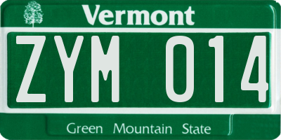 VT license plate ZYM014